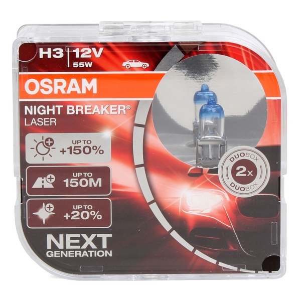 Set 2 Buc Bec Osram H3 12V 55W PK22s Night Breaker Laser Next Generation +150% 64151NL-HCB